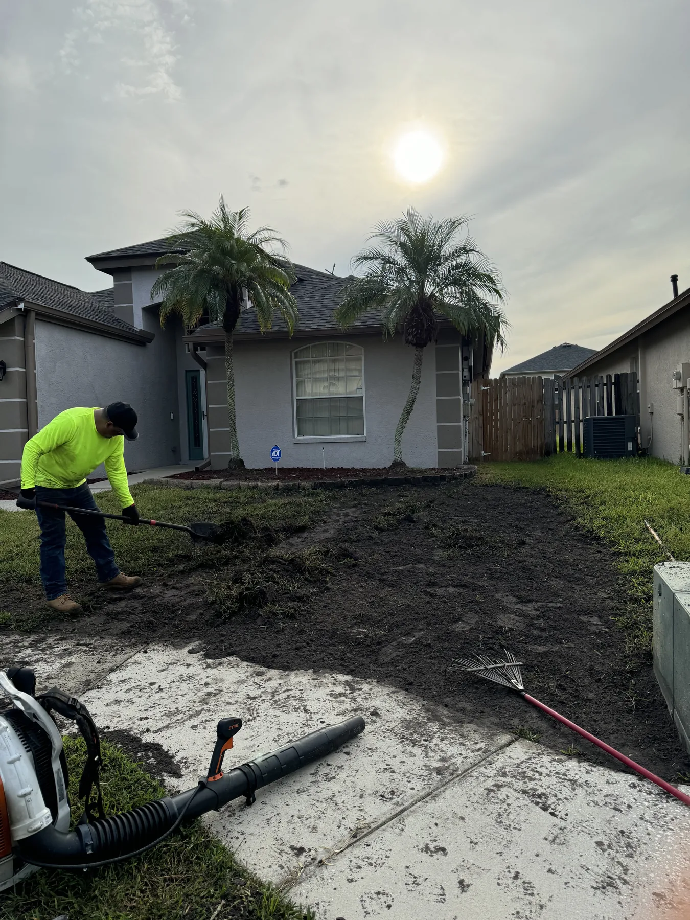 Residential yard being prepared for new sod