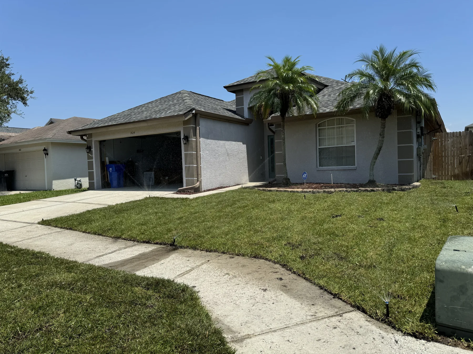 Fresh sod across a residential front yard