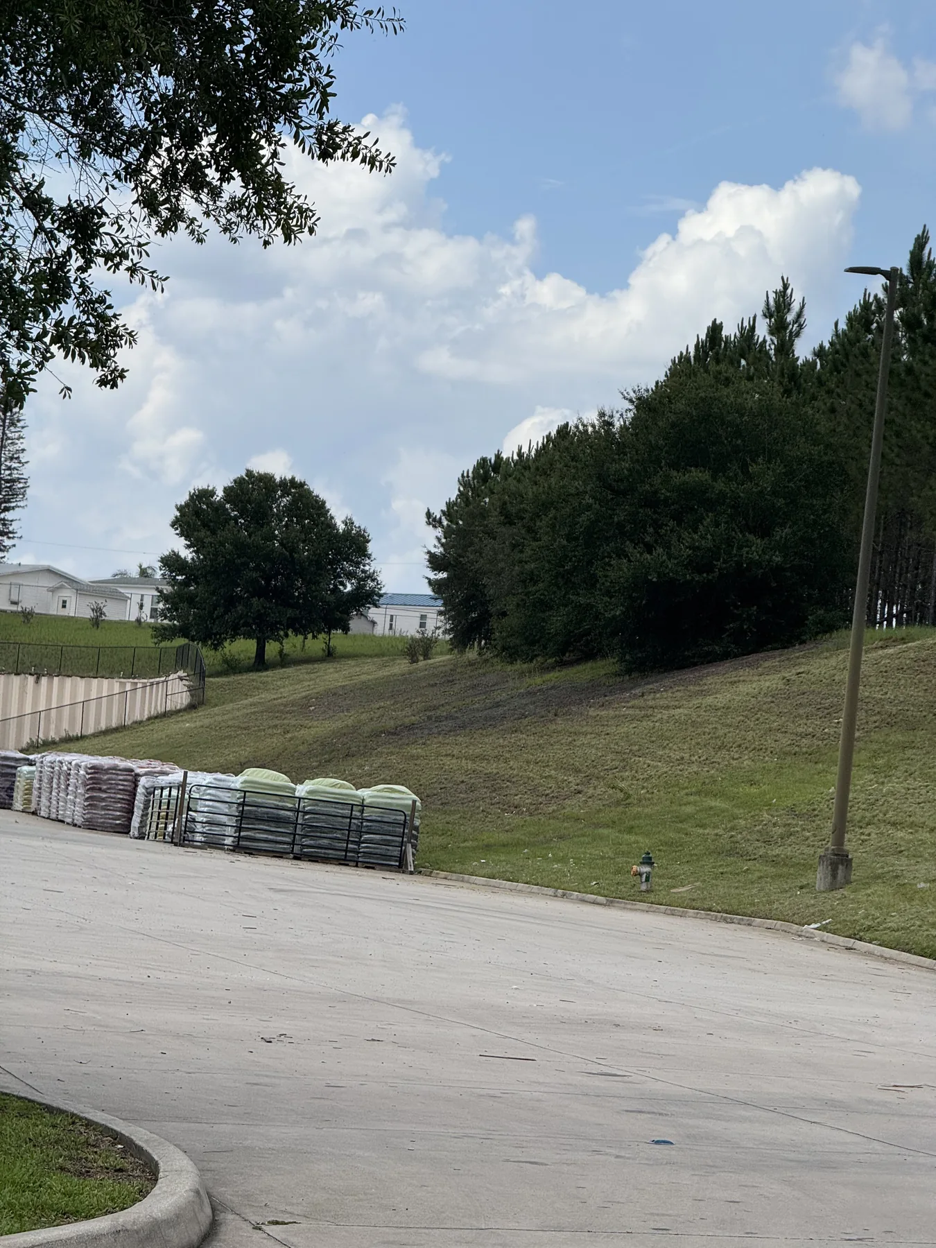 Commercial roadside slope with recently cut grass